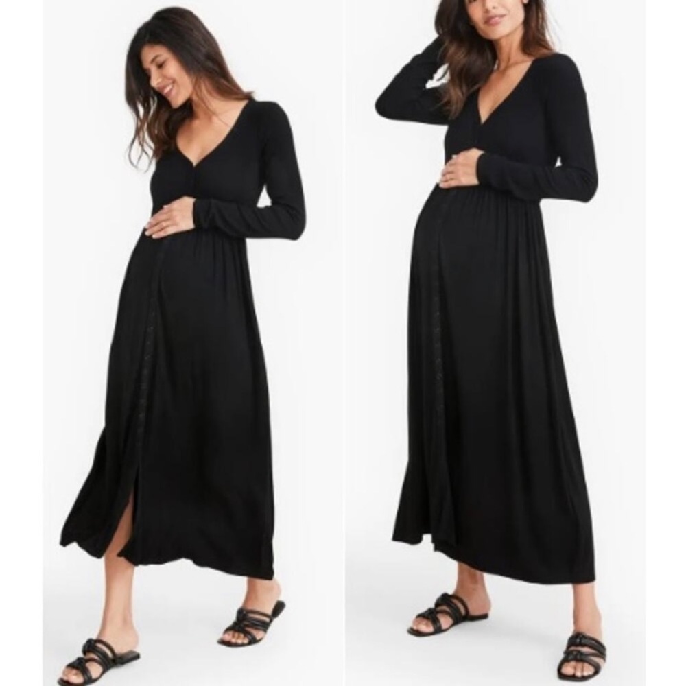 HATCH The Softest Rib Nursing Black Dress